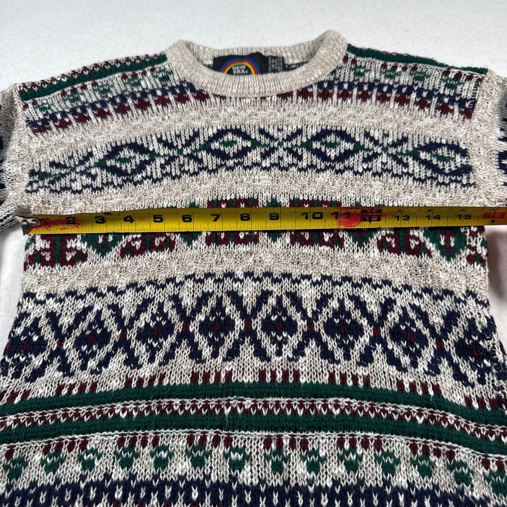 Vintage New Era Kids Fair Isle Sweater Made in USA Knit Crewneck Size 16-18 - Picture 8 of 8